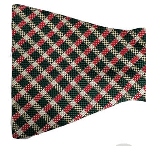 The Bow Tie Club Men's Green Red White Gingham Plaid Silk Tie USA